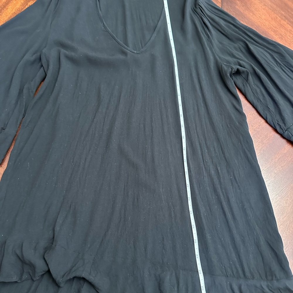 Anne Cole Black V-Neck Flowy Beach Swim Coverup Lightweight Tunic Top 3/4 Sleeve - Picture 6 of 8